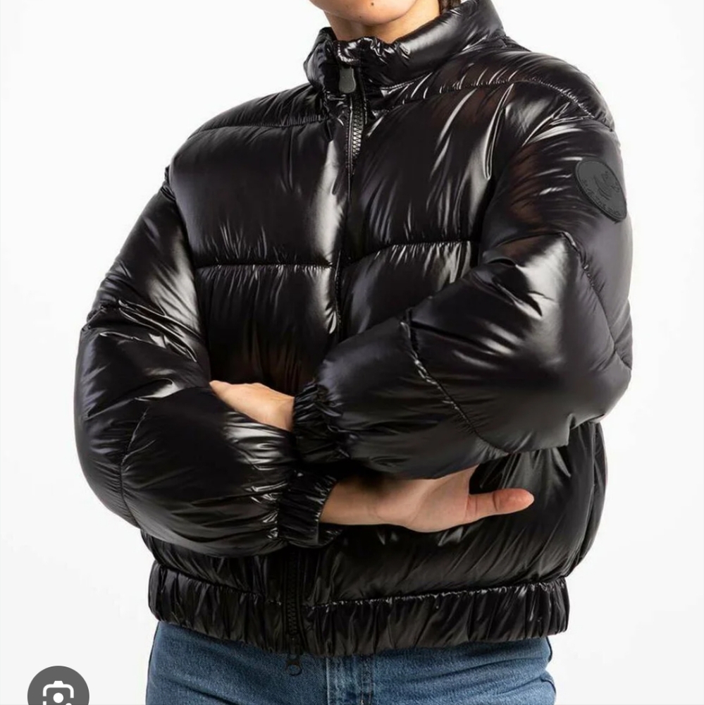 Save The Duck Ishya Brown Crop Puffer Jacket Size S - Picture 11 of 11